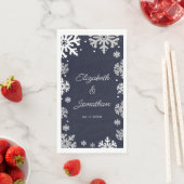 Serviette En Papier Marine Blue Snowflakes Mariage d'hiver (En situation)