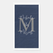 Serviette En Papier Marine Blue White Bar Mitzvah Nom Monogram (Devant)