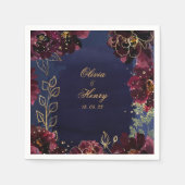 Serviette En Papier Marine Bordeaux Mariage 5 pouces Carré Cocktail (Devant)