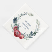 Serviette En Papier Marine Burgundy Wild Roses Juniper Branch & Berrie (Coin)