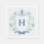 Serviette En Papier Marine Chinoiserie Crest Monogram Napkin (Devant)
