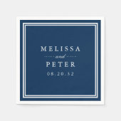 Serviette En Papier Marine classique et Mariage blanc (Devant)