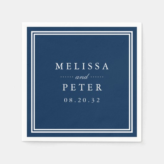 Serviette En Papier Marine classique et Mariage blanc (Devant)