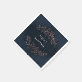 Serviette En Papier Marine doré rose or botanique élégant mariage (Coin)