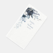 Serviette En Papier Marine Dusty Bleu & Blanc Élégant Mariage (Coin)