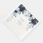 Serviette En Papier Marine Dusty Bleu & Blanc Jardin Élégant Mariage (Coin)