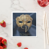 Serviette En Papier Marine et or Mascarade Monogram Napkin (En situation)