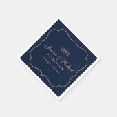 Serviette En Papier Marine et Rose Gold | Élégant Mariage classique Na (Coin)
