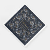 Serviette En Papier Marine Gold Floral serviettes élégante Accent Mono (Coin)