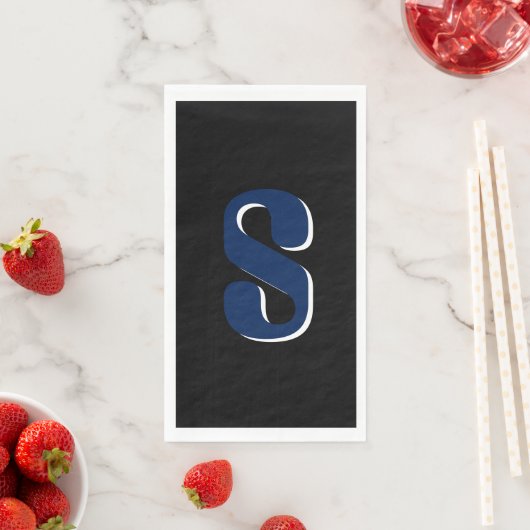 Serviette En Papier Marine Indigo 3D Moderne Personnalisée Initiale | (En situation)