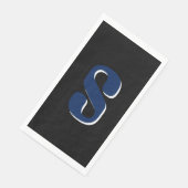 Serviette En Papier Marine Indigo 3D Moderne Personnalisée Initiale |  (Coin)