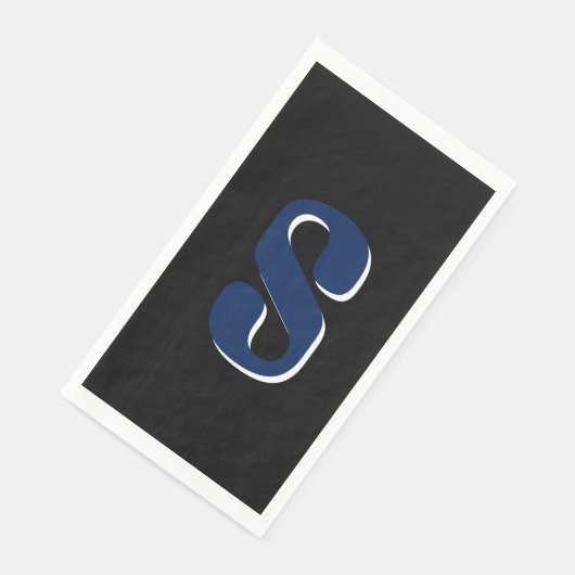 Serviette En Papier Marine Indigo 3D Moderne Personnalisée Initiale |  (Coin)