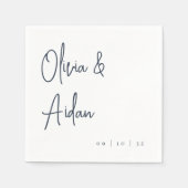 Serviette En Papier Marine | Mariage de script manuscrit moderne (Devant)