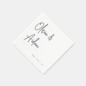 Serviette En Papier Marine | Mariage de script manuscrit moderne (Coin)