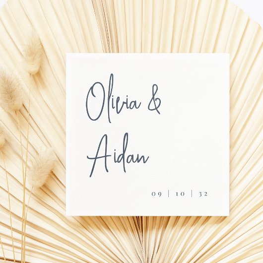 Serviette En Papier Marine | Mariage de script manuscrit moderne
