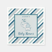 Serviette En Papier Marine Mint & Grey Elephant & Stripes Baby shower (Devant)