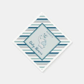 Serviette En Papier Marine Mint & Grey Elephant & Stripes Baby shower (Coin)
