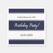 Serviette En Papier Marine moderne Bleu Blancs Blancs Élégant Annivers (Devant)