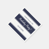Serviette En Papier Marine moderne Bleu Blancs Blancs Élégant Annivers (Coin)
