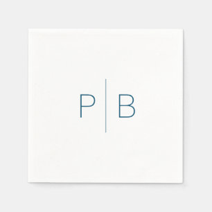 Serviette En Papier Marine Moderne Élégant Monogramme Mariage Simple
