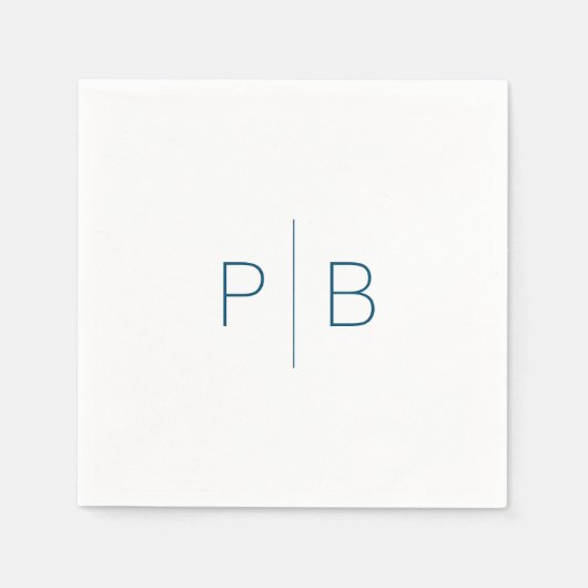 Serviette En Papier Marine Moderne Élégant Monogramme Mariage Simple (Devant)