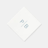 Serviette En Papier Marine Moderne Élégant Monogramme Mariage Simple (Coin)