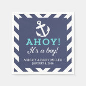 Serviette En Papier Marine Nautique Chevron Baby shower serviettes (Devant)