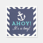 Serviette En Papier Marine Nautique Chevron Baby shower serviettes (Devant)