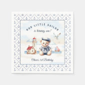 Serviette En Papier Marine Nautique Cute Bear 1er Anniversaire Napkins (Devant)