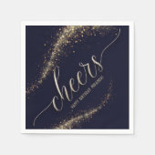 Serviette En Papier Marine Parties scintillant or Confetti salue Anniv (Devant)