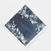 Serviette En Papier Marine Peonies Dusty Blue Eucalyptus Mariage (Coin)