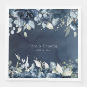 Serviette En Papier Marine Peonies Dusty Blue Eucalyptus Mariage (Devant)