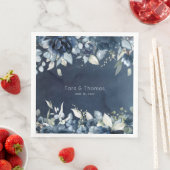 Serviette En Papier Marine Peonies Dusty Blue Eucalyptus Mariage (En situation)