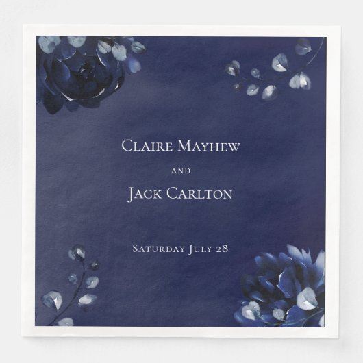 Serviette En Papier Marine Peony Assembly Dîner Carré de 8" (Devant)
