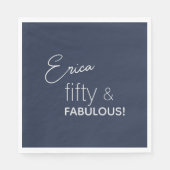 Serviette En Papier Marine personnalisée & Silver cinquante et FABULEU (Devant)