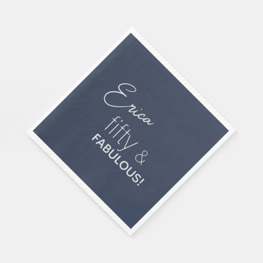 Serviette En Papier Marine personnalisée & Silver cinquante et FABULEU (Coin)