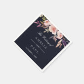 Serviette En Papier Marine Pink Watercolor Peonies Mariage Napkin (Coin)