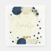 Serviette En Papier Marine romantique & fleurs blanches or mariage (Devant)