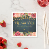 Serviette En Papier Marine rose romantique m et mme script mariage (En situation)