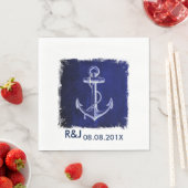 Serviette En Papier marine rustique bleu ancre marine mariage (En situation)
