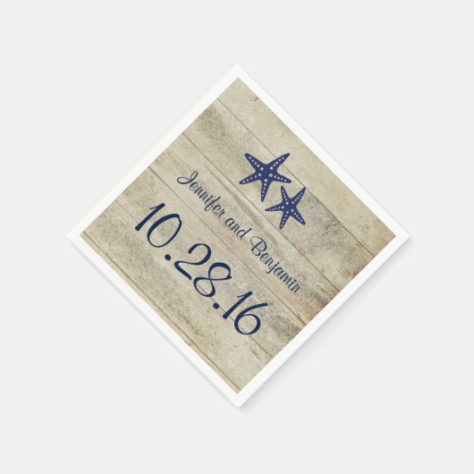 Serviette En Papier Marine Starfish Rustic Driftwood Beach Wedding (Coin)