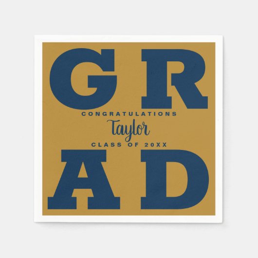Serviette En Papier Marine sur la graduation en or (Devant)