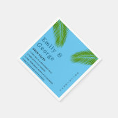 Serviette En Papier Marine Tropical Palm Leaf Blue Coastal Beach Maria (Coin)