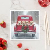 Serviette En Papier Marionnettes Golden Retriever en Camion de Noël (En situation)