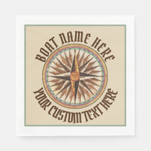 Serviette En Papier Maritime Vintage Compass Rose Personnalisé (Devant)