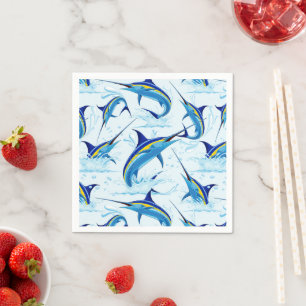 Serviette En Papier Marlin Bleu Jaillissant de l'Océan