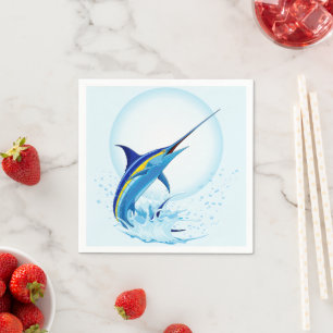 Serviette En Papier Marlin Bleu Jaillissant de l'Océan
