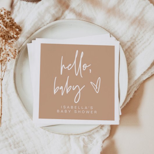 Serviette En Papier MARLO Baby shower en terre cuite moderne de Bohême