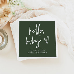 Serviette En Papier MARLO Bohemian Forest Green Baby shower Napkins