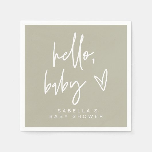 Serviette En Papier MARLO Bohemian Sage Green Baby shower serviettes (Devant)